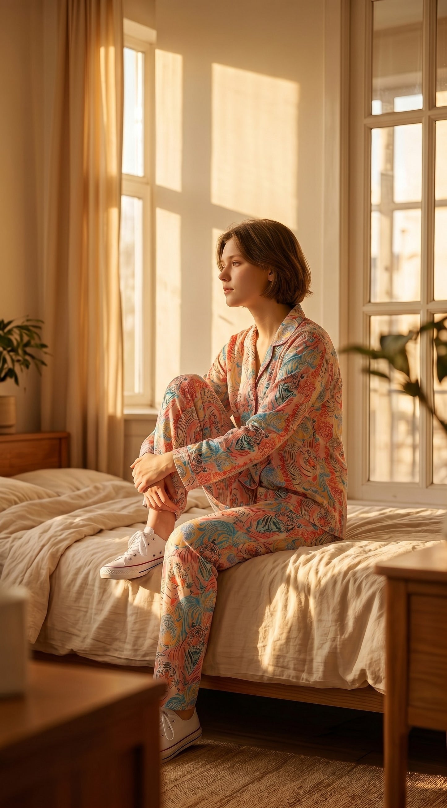 Fierce Beauty Premium Lawn Pajama Set for Women | Soft Breathable Tiger Print Long Sleeve Night Suit, Sleepwear & Loungewear | Nazakistan
