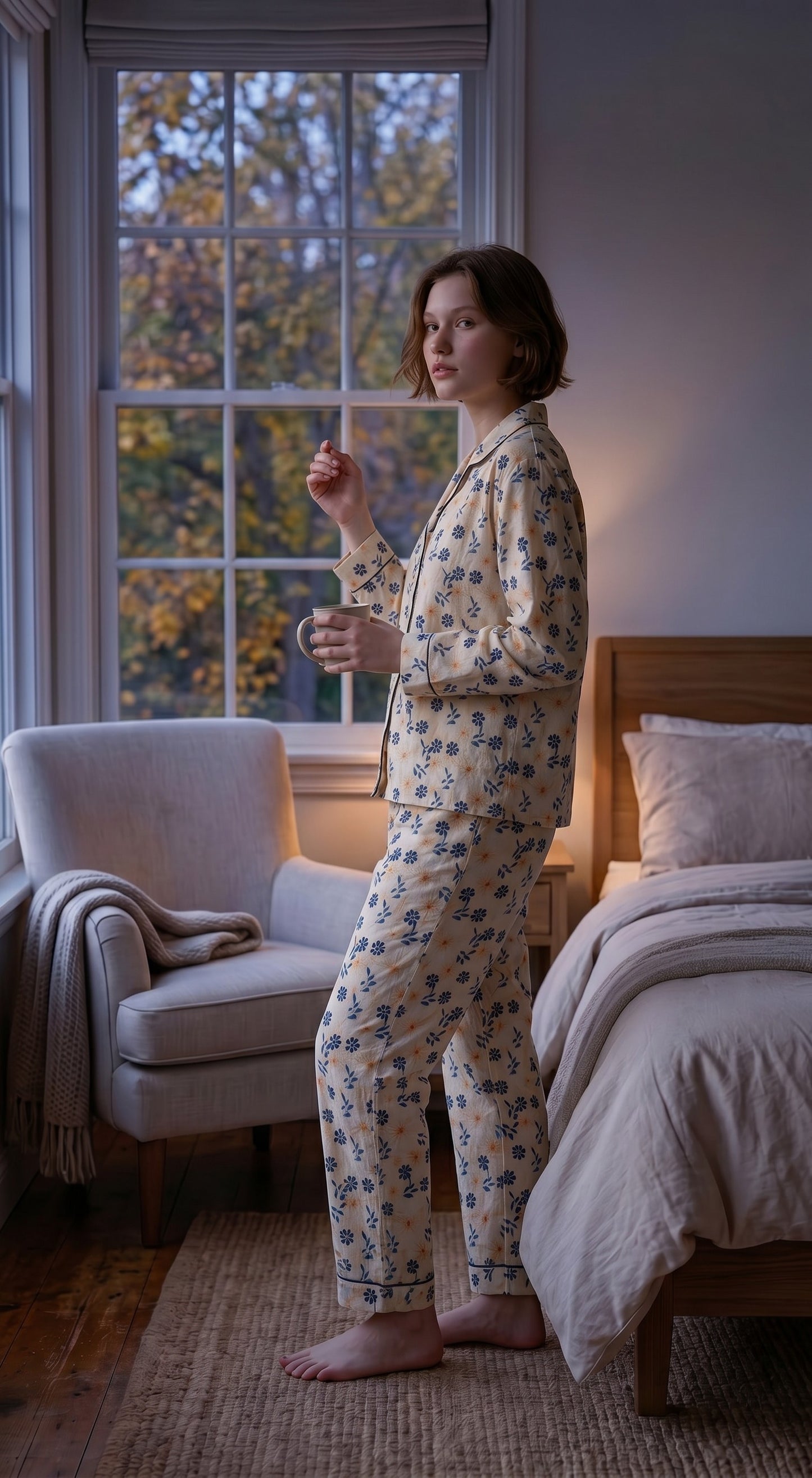 Daisy Breeze Premium Lawn Pajama Set for Women | Soft Breathable Floral Long Sleeve Night Suit, Sleepwear & Loungewear | Nazakistan