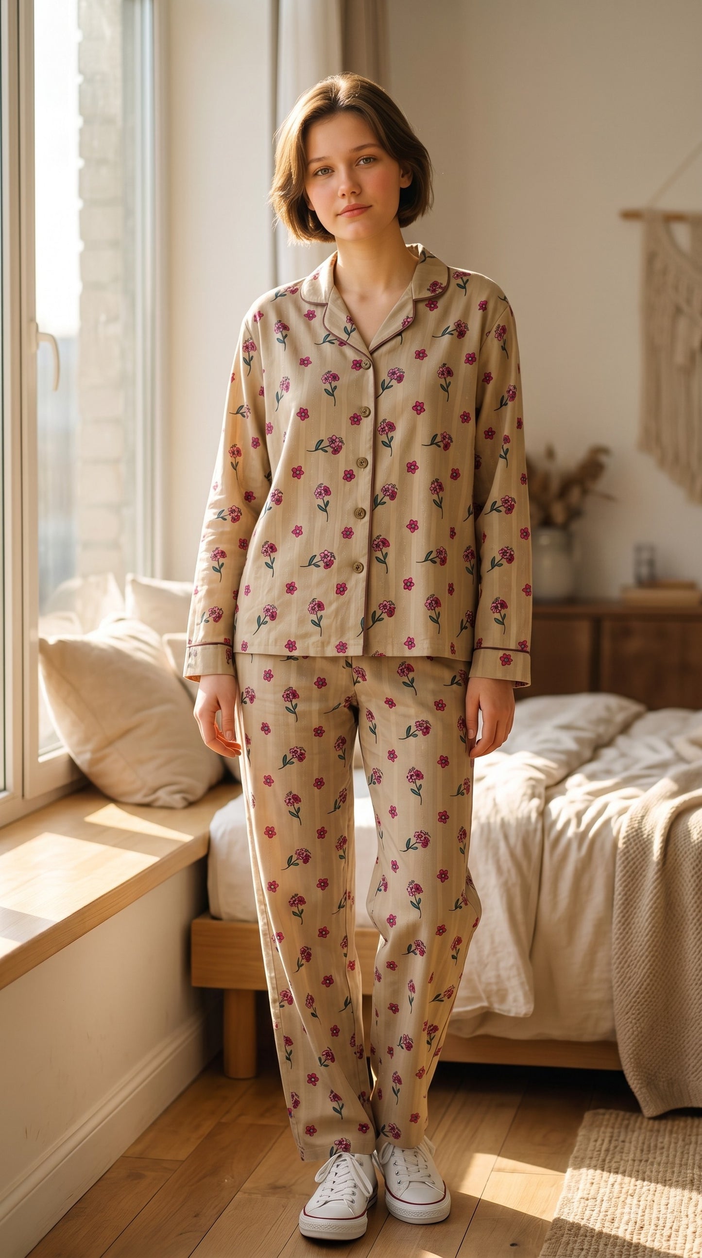 Wild Petals Premium Lawn Pajama Set for Women | Soft Breathable Floral Long Sleeve Night Suit, Sleepwear & Loungewear | Nazakistan