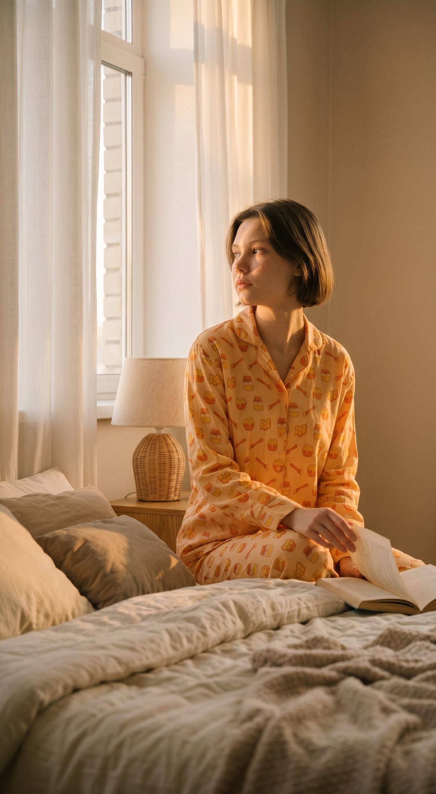 Honey Bee Lawn Pajama Set for Women | Soft Breathable Long Sleeve Night Suit, Sleepwear & Loungewear | Nazakistan
